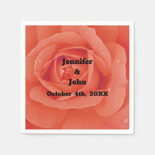 オレンジフローラバラアート開花秋の結婚式 スタンダードカクテルナプキン (正面)