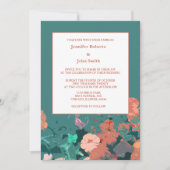 オレンジフローラピーチフラワーグリーンリーフアー結婚ツ 招待状 (正面)