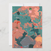 オレンジフローラピーチフラワーグリーンリーフアー結婚ツ 招待状 (裏面)