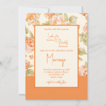 オレンジフローラフォーマル結婚式招待状