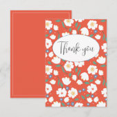 オレンジフローラフラットサンキューカード サンキューカード (正面/裏面)