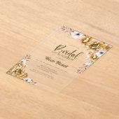 オレンジフローラブライダルシャワー アクリル招待状 (レイダウン)