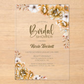 オレンジフローラブライダルシャワー アクリル招待状 (正面)