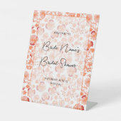 オレンジフローラプリントブライダルシャワー招待 台座サイン (正面)