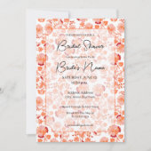 オレンジフローラプリントブライダルシャワー招待 招待状 (正面)