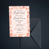 オレンジフローラプリントブライダルシャワー招待 招待状