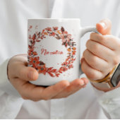 オレンジフローラリース名前をカスタムする ジャンボコーヒーマグカップ