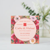 オレンジフローラリース赤中国の結婚花 セーブザデート (スタンド正面)