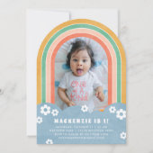 オレンジフローラレインボーキッド誕生日招待状 招待状 (正面)