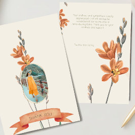 オレンジフローラ写真葬儀悔やみや弔慰ありがとう 招待状