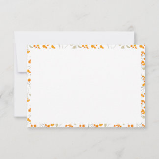 オレンジフローラ植物模様 サンキューカード