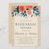 オレンジフローラ水の色のリハエレガントーサルディナー 招待状 (正面/裏面)