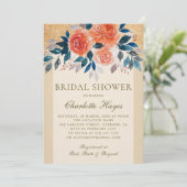 オレンジフローラ水カラーエレガントブライダルシャワー 招待状 (スタンド正面)