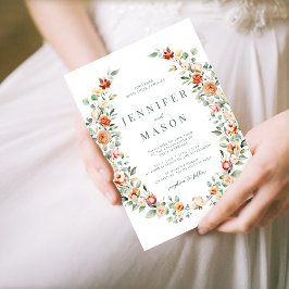 オレンジフローラ素朴結婚式招待状 招待状