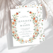 オレンジフローラ素朴結婚式招待状 招待状