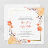 オレンジフローラ結婚式招待状カード 招待状 (正面/裏面)