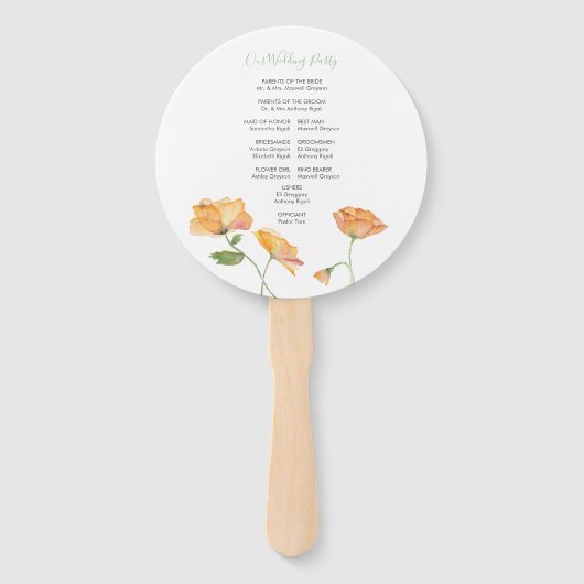 オレンジフローラ結婚式 プログラムファン ハンドファン (裏面)