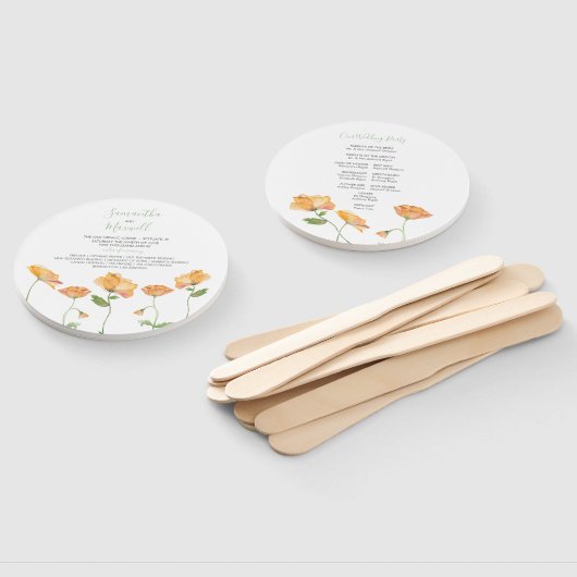 オレンジフローラ結婚式 プログラムファン ハンドファン (組立なし)