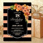 オレンジフローラ18th誕生日パーティー 招待状<br><div class="desc">オレンストライプのジフローラ18th誕生日パーティーの招待。</div>