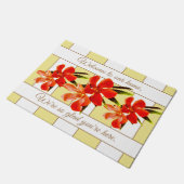 オレンジフローラ |オレアンダーパーソナライズされたウェルカム ドアマット (アングル)