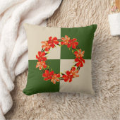 オレンジフローラ |オレアンダー |グリーン&カーキ クッション (ブランケット)