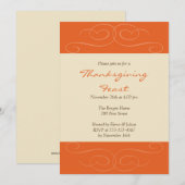 オレンジフローリッシュ秋カスタム感謝祭招待状 招待状 (正面/裏面)
