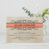 オレンジフローリッシュ縁ど結婚式招待状 招待状 (スタンド正面)