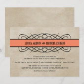 オレンジフローリッシュ縁ど結婚式招待状 招待状 (正面/裏面)