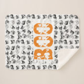 オレンジブハロウィン不気味スカルパターン シェルパブランケット (正面(横))