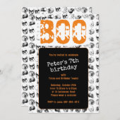 オレンジブハロウィン不気味スカル誕生日 招待状 (正面/裏面)