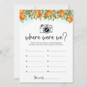 オレンジブライダルシャワーのゲームカード 招待状 (正面)