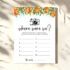 オレンジブライダルシャワーのゲームカード 招待状