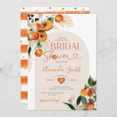 オレンジブライダルシャワー彼女は彼女のメインの絞りを見つけた 招待状 (正面/裏面)