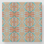 オレンジブラウンアクアターコイズブルートライバル ストーンコースター (正面)