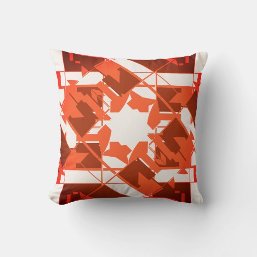 オレンジブラウンオフホワイト地中海のフローラモチーフ クッション (正面)