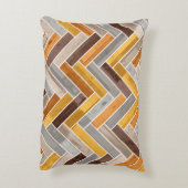 オレンジブラウングレーのヘリンボーンパターン アクセントクッション (裏面(縦))