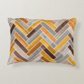 オレンジブラウングレーのヘリンボーンパターン アクセントクッション (裏面)
