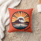 オレンジブラウンサンレイパームツリー装飾用クッション クッション (ブランケット)