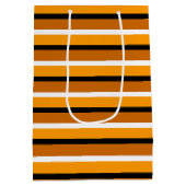 オレンジブラウンストライプデザイン ミディアムペーパーバッグ (裏面)