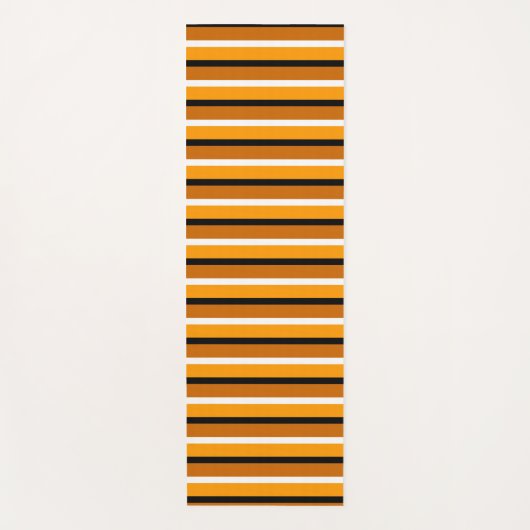オレンジブラウンストライプデザイン ヨガマット (正面)