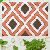 オレンジブラウンダイヤモンドジオメトリック キッチンタオル (折り畳み)