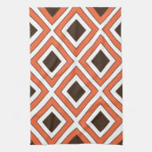 オレンジブラウンダイヤモンドジオメトリック キッチンタオル (縦)