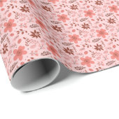 オレンジブラウンフローラ植物性クリモダンスマス ラッピングペーパー (ロールコーナー)