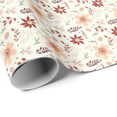 オレンジブラウンフローラ植物性クリモダンスマス ラッピングペーパー (ロールコーナー)