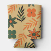 オレンジブラウンフローラ水彩植物飲料 缶クーラー (裏面)