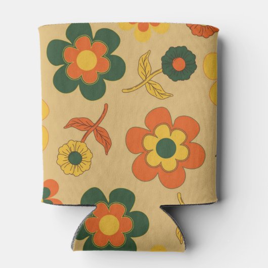 オレンジブラウンフローラ水彩植物飲料 缶クーラー (裏面)