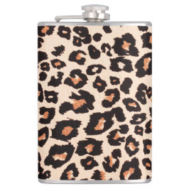 オレンジブラウンブラックレオパードアニマルプリント フラスク