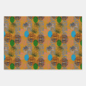 オレンジブラウンブルーグリーンラッピング紙シート3 ラッピングペーパーシート (正面3)
