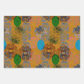 オレンジブラウンブルーグリーンラッピング紙シート3 ラッピングペーパーシート (正面)