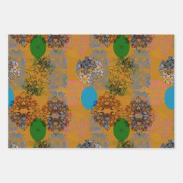 オレンジブラウンブルーグリーンラッピング紙シート3 ラッピングペーパーシート